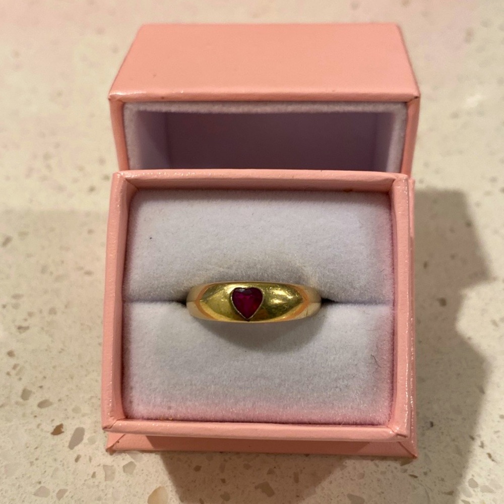 Baby Kay Heart Dome Ring 14k gold ruby heart